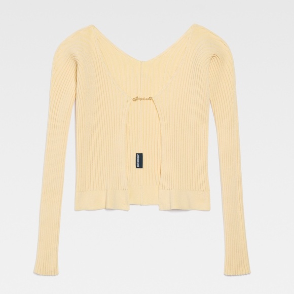 JACQUEMUS Sweaters - JACQUEMUS Yellow Cardigan Le Maille Pralu Longue Large 40